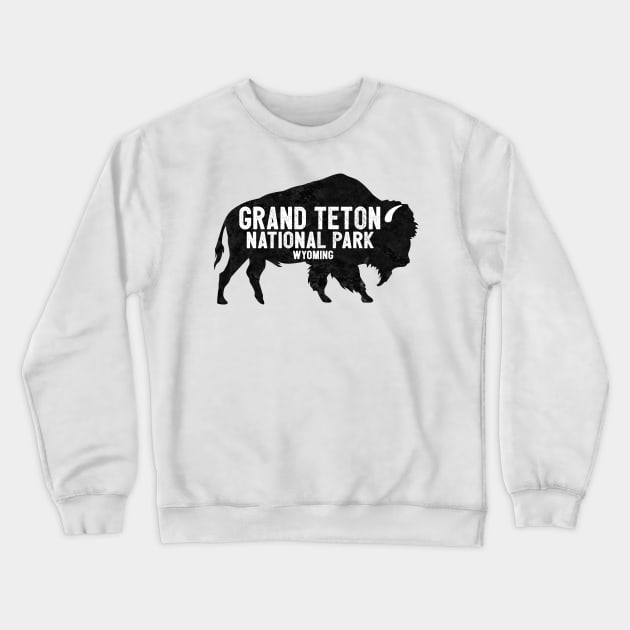 Grand Teton National Park Wyoming American Bison Buffalo Crewneck Sweatshirt by TravelTime